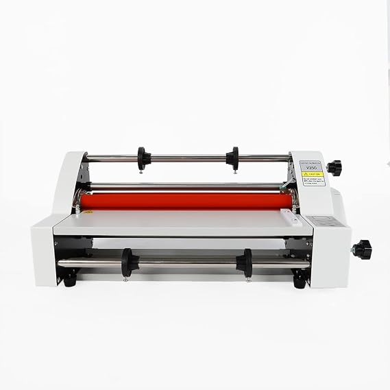 Laminating Machine 13.78 Inch Hot and Cold Roll Laminator Thermal Laminating Machine with Adjustment Knobs Hot Cold Roll Laminator for Cross-Patterned Films