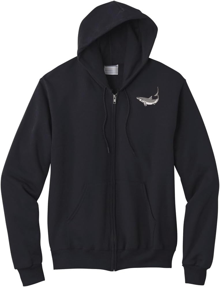 ZH full zip hoodie, Mako shark embroidered full zip hoodie jacket, zipper hoodie sweatshirt, unisex fit