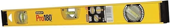 STANLEY 60cm 180 Degree I-beam Level, 1-42-920 | 3 Tubular Vials, Highly Accurate, Durable Aluminium Body with Shock Absorbing End Caps