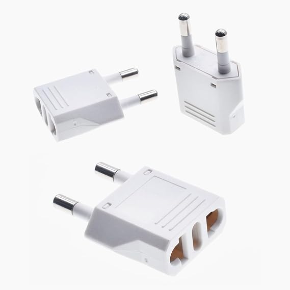 GRLRCR 3 Pack Europe Travel Plug Adapter, US to EU Plug Adapters Type C, Power Converter for US America Canada Mexico to EU France Germany Italy Spain Outlets, 250V (White)