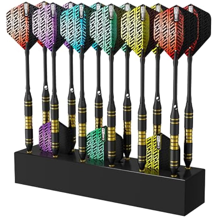 CyeeLife Dart Stand Wall Mount,Wooden Dart Holder,12 Darts DisplayStation,Darts Storage for Steel & Soft Tip Black
