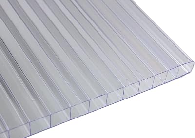 Falken Design Clear Twin Wall Polycarbonate Panel - 24 x 60 x 14 6mm - UV Resistant Lightweight, Shatterproof Roof Sheet for DIY, Greenhouses, Sheds & Outdoor Use
