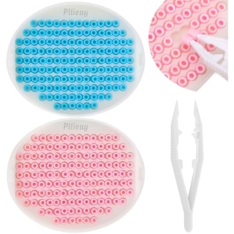Pllieay 5mm Fuse Bead Organizer Tray, 2 Pcs High Efficient Fuse Beads Picking Tray with Total 272 Holes, Time Saver 3D Printed Bead Sorting Tray with Tweezers for Melty Beads Crafting, Arts Crafts