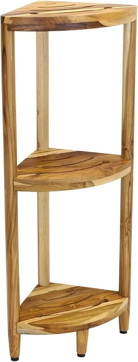 AquaTeak Kai Clear-Shield Corner Teak Bath Shelf