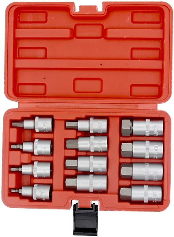 12pcs 1/2" Eve Impact, Hex Bit Socket Set, H5 H6 H7 H8 H10 H12 H14 H16 H17 H18 H19 H22, Hex Wrench Socket Set Hand
