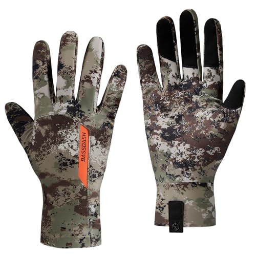 BASSDASH Camo Hunting Gloves Touchscreen Lightweight Glove for Warm Weather Turkey Fishing Outdoor Activities HG08