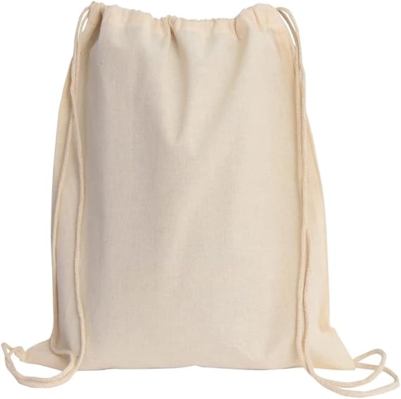 100% Natural Cotton Canvas Mini Drawstring Bag Perfect Lightweight Festival Drawstring Bags
