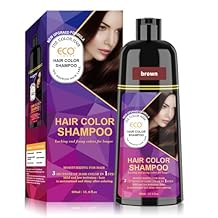 Hair Color Shampoo for Grey Hair Upgraded Formula Herbal Hair Dye Shampoo for Women & Men Moistueizing and Nourish Hair Care Mild and Low Irritation 400ML (BROWN)