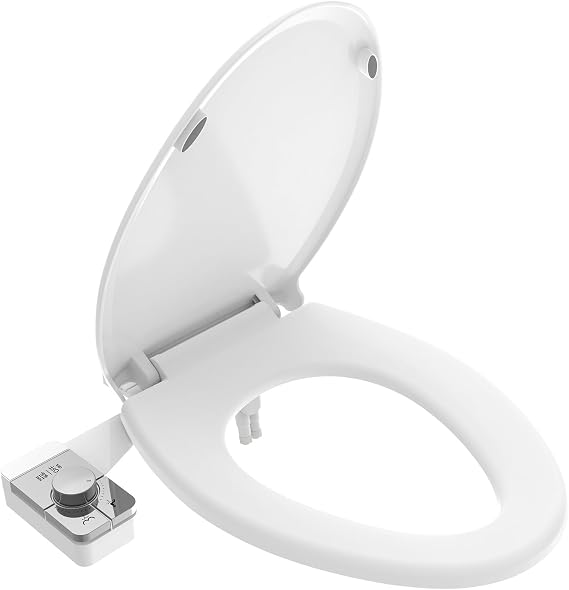 Upgrade Non-Electric Bidet Toilet Seat, Fits Elongated Toilets, Self-Cleaning, Bidet Attachment for Rear & Feminine Wash, Ambient Water Temperature - Bidet with Easy Installation