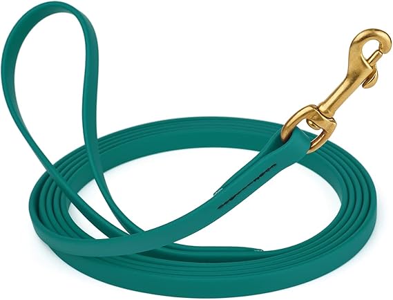 Viper K9 Biothane Working Dog Leash Waterproof Lead for Tracking Training Schutzhund Dog Sport & Search - Odor-Proof Long Line with Solid Brass Snap for Puppy Medium and Large 1/2" x 20ft Blue Aqua