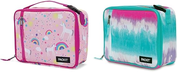 PackIt Freezable Classic Lunch Boxes (Unicorn Sky Pink, Tie Dye Sorbet)