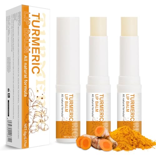 3PCS Turmeric Lip Balm for Smokers Dark Lip Treatment with Turmeric oil, Help Fade Lip, Lip Exfoliator, Long-Lasting Natural Balm Moisturize & Nourish Dry, Cracked, Dull, Reduce Fine Lines Lip