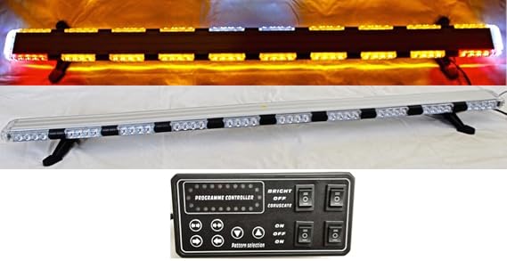 56 Amber LED Light Bar Warning Strobe w/ AlleyLight Brake/Turn Signal | For Tow Truck/Snow Plow/Fleet/ATV/UTV, 86 LEDs w/ Take Down & Alley Lights & Controller, 15 Flashing Patterns, Easy Install