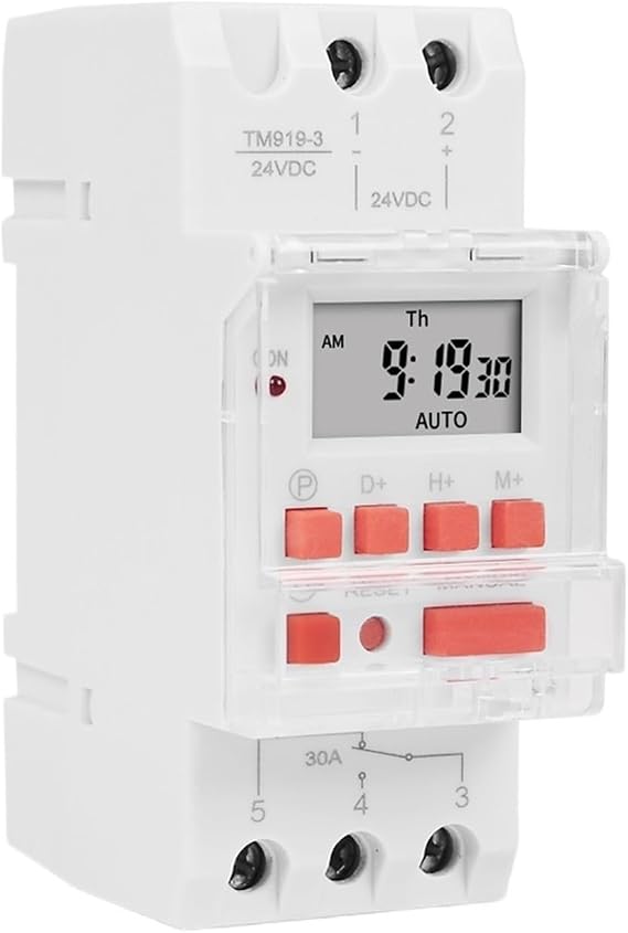 DEBLAN TM919 DC 24V 30A Digital LCD Timer Time Relay Programmer for Pool/Gate/Sprinklers Control with 1NO 1NC