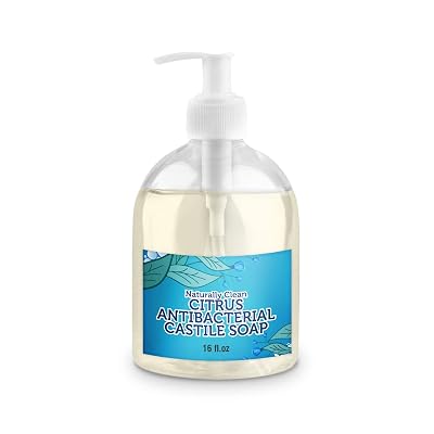 Citrus Antibacterial Pure Castile Soap Liquid for Face, Hand & Body Wash-Vegan, Non-GMO, Made in USA, All Skin Types, Dry & Sensitive Skin 16 oz