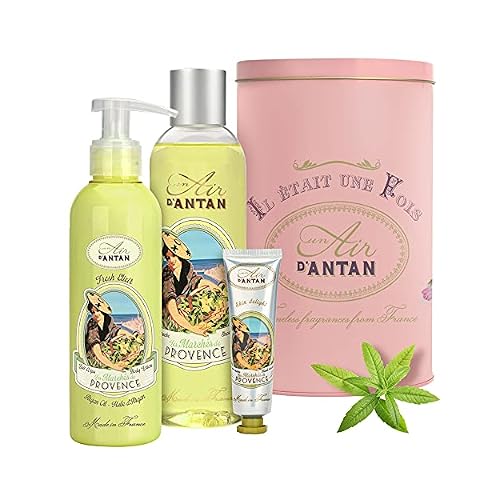 Un Air dAntan Spa Gifts for Women, Gift Basket for Women, Spa Gift Set, Gift Set for Women, Hand Cream for Women, Gifts for Mom - 3 Products Verbena