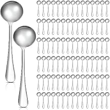 Mifoci 100 Pcs Soup Spoons Set (6.3 Inch) Stainless Steel Round Spoons Bulk Metal Dinner Spoons Mirror Polished Tablespoon for Home Kitchen Restaurant School, Dishwasher Safe