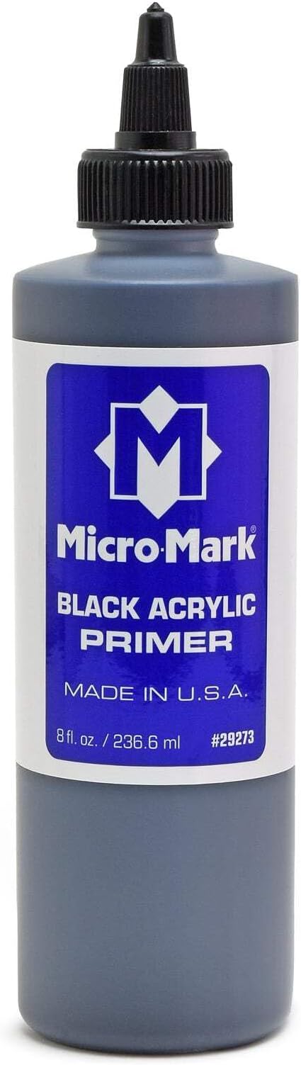 Micro-Mark Black Acrylic Primer, 8oz | Made in USA, For Models, For Miniatures, For Crafts