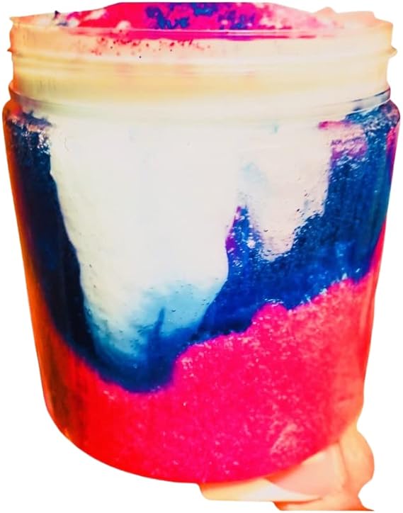 OH BABY BABY, stunning avalanche slime, white puffs of cloud slime drifting downward into a mix of brilliant blue and pink. Pops and clicks galore. Enjoy!