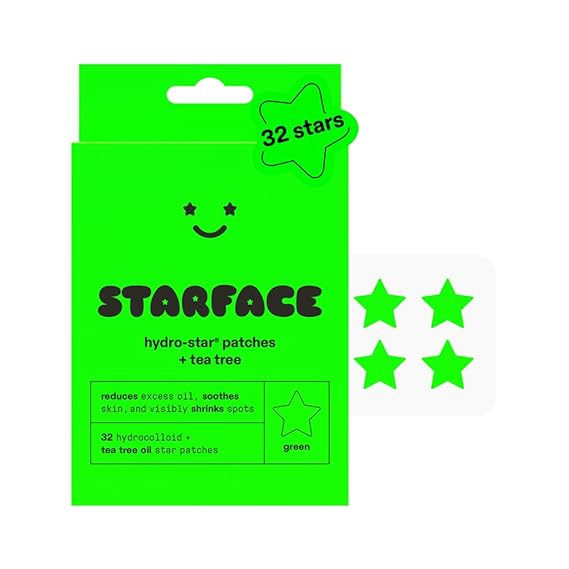 Starface Hydro-Star + Tea Tree, Hydrocolloid Patches with Plant-Based Tea Tree Oil, Helps Naturally Reduce Oil and Unclog Pores, Vegan and Cruelty-Free Skincare (32 Count)