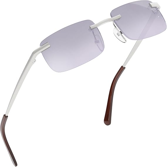 grinderPUNCH Small Slim 90's Popular Nineties Rectangular Sunglasses Clear Rimless Eyewear