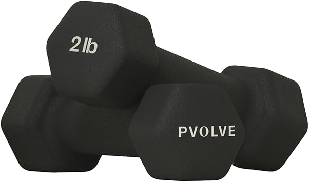 Pvolve 2lb Lightweight Neoprene Coated Dumbbell Set - Home Gym Fitness Equipment Designed For Comfart And To Fit Perfectly in the Palm of Your Hand