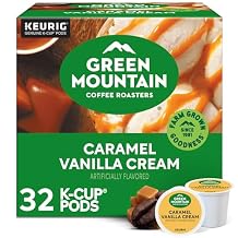 Green Mountain Coffee Roasters Caramel Vanilla Cream, Single-Serve Keurig K-Cup Pods, Flavored Light Roast Coffee Pods, 32 Count