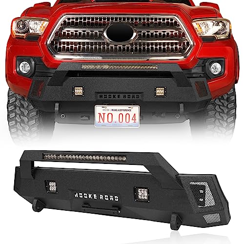 u-Box Tacoma Front Bumper Stubby Steel Bumper wLED Light Bar & License Plate Mount Compatible with Toyota Tacoma Pickup Truck 3rd Gen 2016 2017 2018 2019 2020 2021 2022 2023