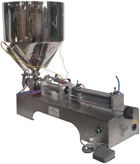 INTBUYING 110V Liquid and Paste Filling Machine with Heating Function 100-1000ml One Nozzle New Type Hopper