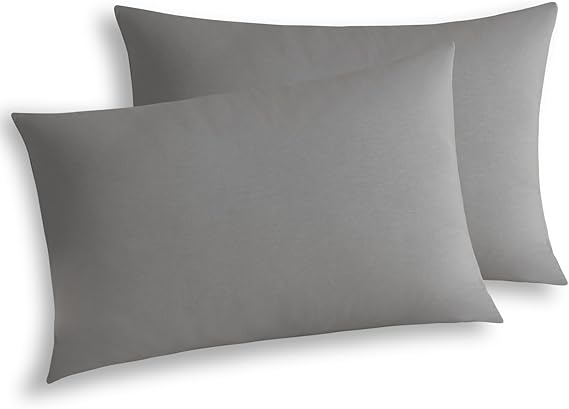 WhatsBedding Queen Jersey Knit Pillowcases Set of 2, 100% Cotton Bed Pillow Cases Queen Size with Zipper,Soft and Breathable, 2030 inches Dark Grey