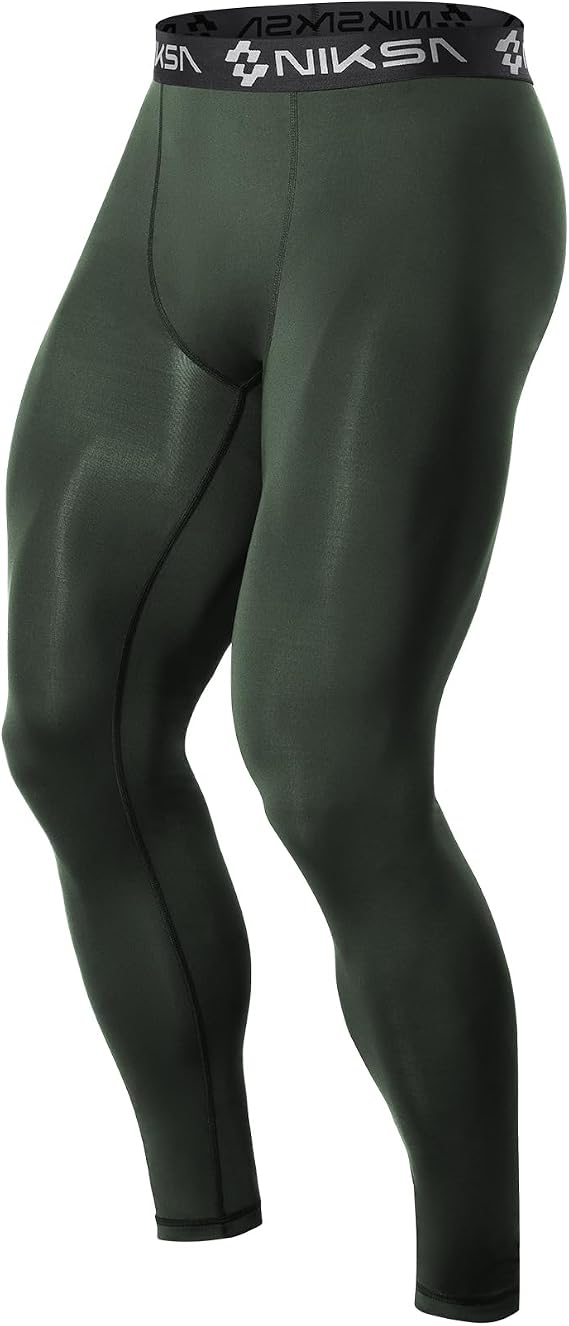 Niksa Men's Compression Pants, Athletic Workout Tights Performance Leggings Baselayer for Running Football Yoga Sports