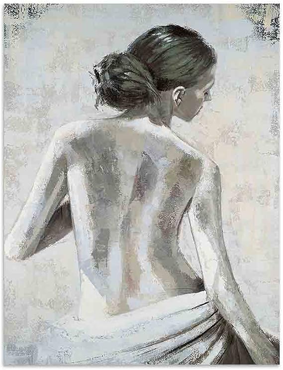 YULUOZ Canvas Wall Art Abstract Woman Back View Woman Painting Nude Feminine Sexy Tasteful Erotic Wall Art Woman Sensual Modern Canvas Art (Unframe-style,8x10inch(20x27cm))