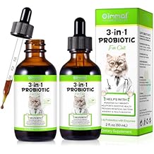 Cat Probiotic, Probiotics for Cats with Prebiotic and Enzymes, 3 in 1 Liquid Probiotic Drops for Cats, Cat Probiotics Supplement Help Digestive Support Gut Health 2 Pack