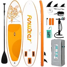 FunWater 10'633"6" Inflatable Stand Up Paddle Board with Premium SUP Paddleboard Accessories,Adults & Youth for All Skill Levels, Included with Board, Paddle, Pump, Three Fins, Backpack(Yellow)