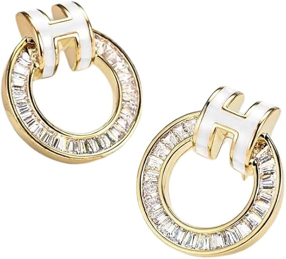 Designer 18K Gold Plated Hypoallergenic Earrings for Women | Unique Dainty Women's Jewelry with Cubic Zirconia Alphabet Pendants | Wedding & Gift-Ready Trendy Gold Jewelry
