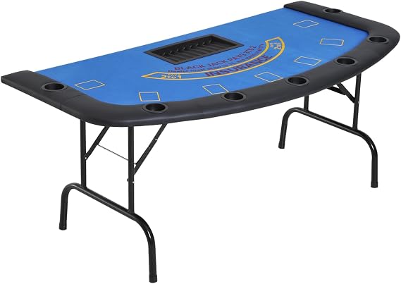 72" Foldable Blackjack Table - Blue Felt - Perfect for 7 Players