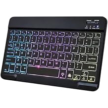 Backlit Bluetooth Keyboard for iPad, Rechargeable Slim Portable Wireless Keyboard for iPad Tablets, Compatible for All iOS/Windows/Android System Devices-Black