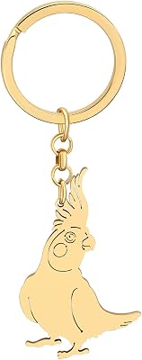 Fun Scarlet Macaw Parrot Keychain Stainless Steel Bird Car Key Backpack Keyring Gifts for Women Girls Kids Charms