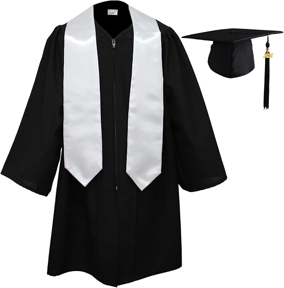 OSBO GradSeason Unisex Matte Kindergarten Graduation Gown Cap Tassel Set 2026 with White Plain Stole