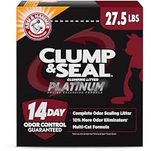 ARM & HAMMER Clump & Seal Platinum Cat Litter, Multi-Cat Clumping Litter Forms Rock-Hard Clumps, Powerful Odor Eliminators with Baking Soda, 14-Day Odor Control, 27.5 lbs