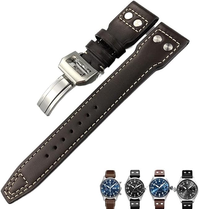 20mm 21mm 22mm Leather Watch Strap Black Blue Brown Watch Band for IWC PILOT Mark PORTUGIESER PORTOFINO for Men Bracelet
