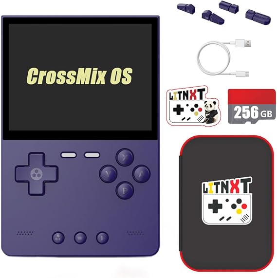 LITNXT TRIMUI BRICK with CrossMixOS Handheld Game Console, Retro Game Console Portable Retro Arcade Gaming System with Storage Case, Birthday Xmas Gift for Adults