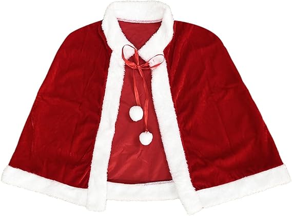 Santa Claus Cloak Hooded Cape Robe Xmas Velvet Shawl, Women Cindy Cosplay