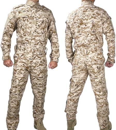 Tactical Military Camo BDU Uniform Set for Men Combat Shirt & Pants Ripstop Apparel for Outdoor Hunting Airsoft Paintball