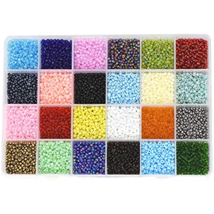 Mandala Crafts 80 Glass Seed Beads for Professional Beadwork, 9000 Pcs Multicolor Glass Beads