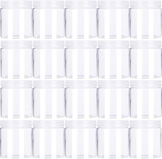 20 Pack 4oz/120ml Round Plastic Jars with Lids Empty Clear Slime Containers | Wide-Mouth Refillable Storage Containers for Cosmetics,Lotion,Food Storage