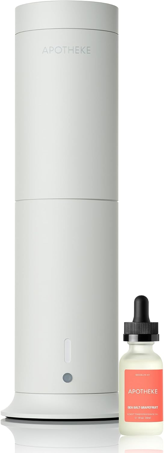 Apotheke Scent Tower Aromatherapy Diffuser & Sea Salt Grapefruit Essential Oil Diffuser Refill Bundle