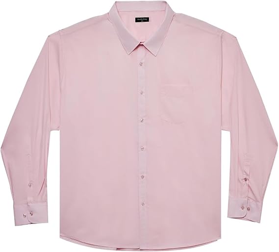 Double Pump Big and Tall Dress Shirts for Men Long Sleeve Business Casual Solid Button Down Shirts from XXL(T) to 6XL(T)