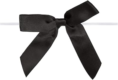 BeiLeiNiceHK Black Bows 2.75inch Satin Twist Tie Bows 50Packs Small Premade Bows for Valentine Christmas Baby Show