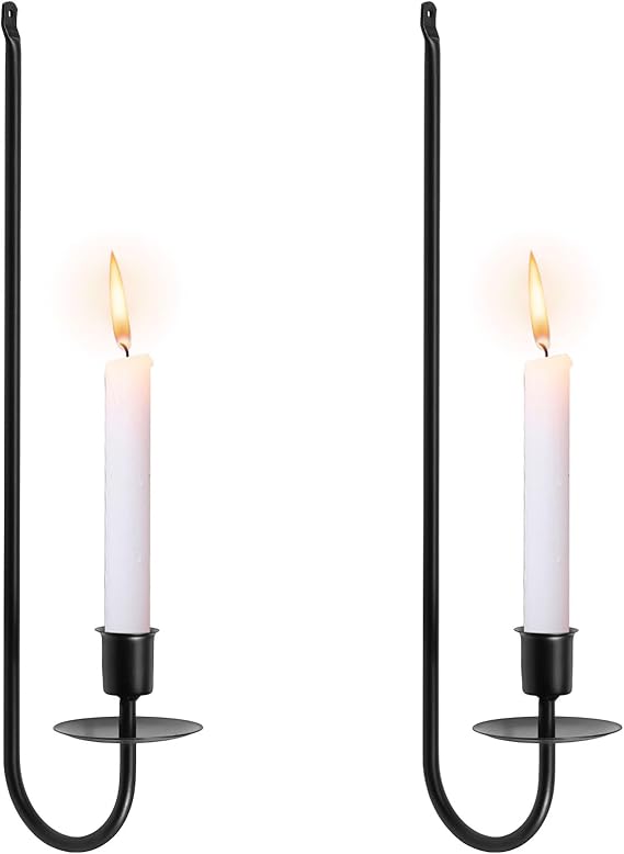 2 Pcs Candle Sconce Holder,Mental Iron Wall Candle Sconce Hanging Wall Candle Holder L Shape Wall Pillar Candle Holder 40x7x11cm Black Wall Art Candle Holder for Bedroom Dining Room Living Room